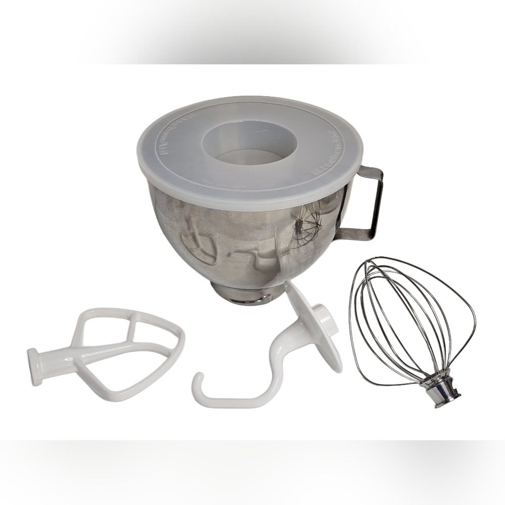 Kitchenaid K45 4.5 Qt SS Mixing Bowl w/handle, Wire Whip, Flat Paddle Dough Hook